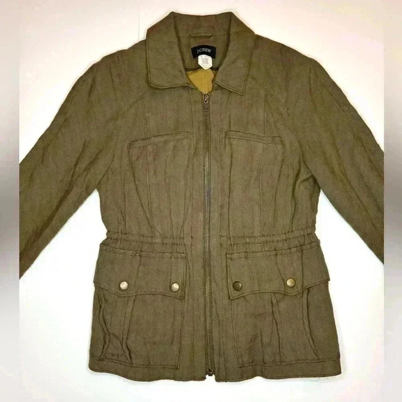J. CREW Womens Flight Jacket Olive Green Anorak Utility Jacket, Size 2 - Picture 3 of 10